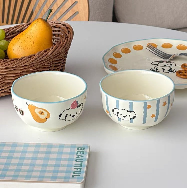 Cute Dalmatian 5-Piece Ceramic Dinnerware Set