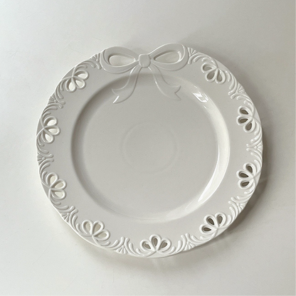 Bowknot Embossed Ceramic Plate