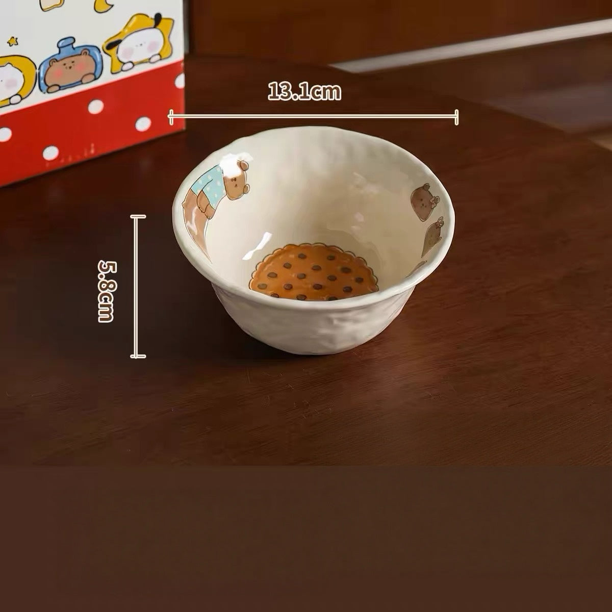 Cartoon Animal & Cookie Ceramic Bowl and Plate Set