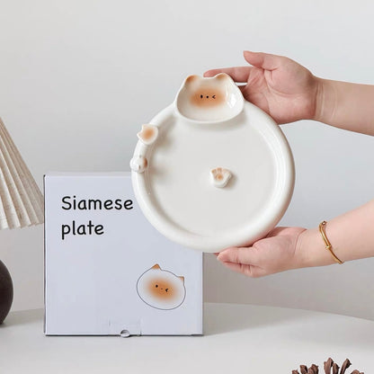Cute Siamese Cat Ceramic Plate