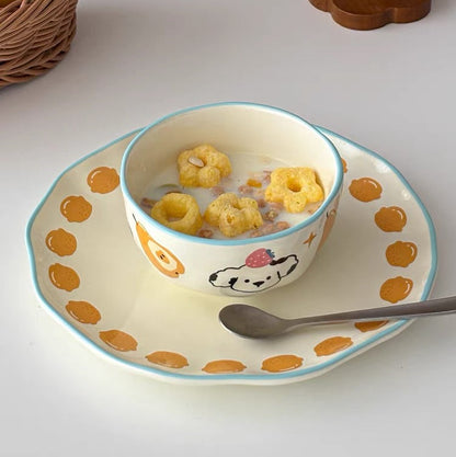 Cute Dalmatian 5-Piece Ceramic Dinnerware Set