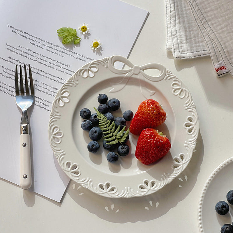 Bowknot Embossed Ceramic Plate