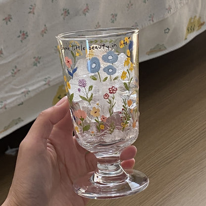 Vintage French Spring Floral Glass Cup