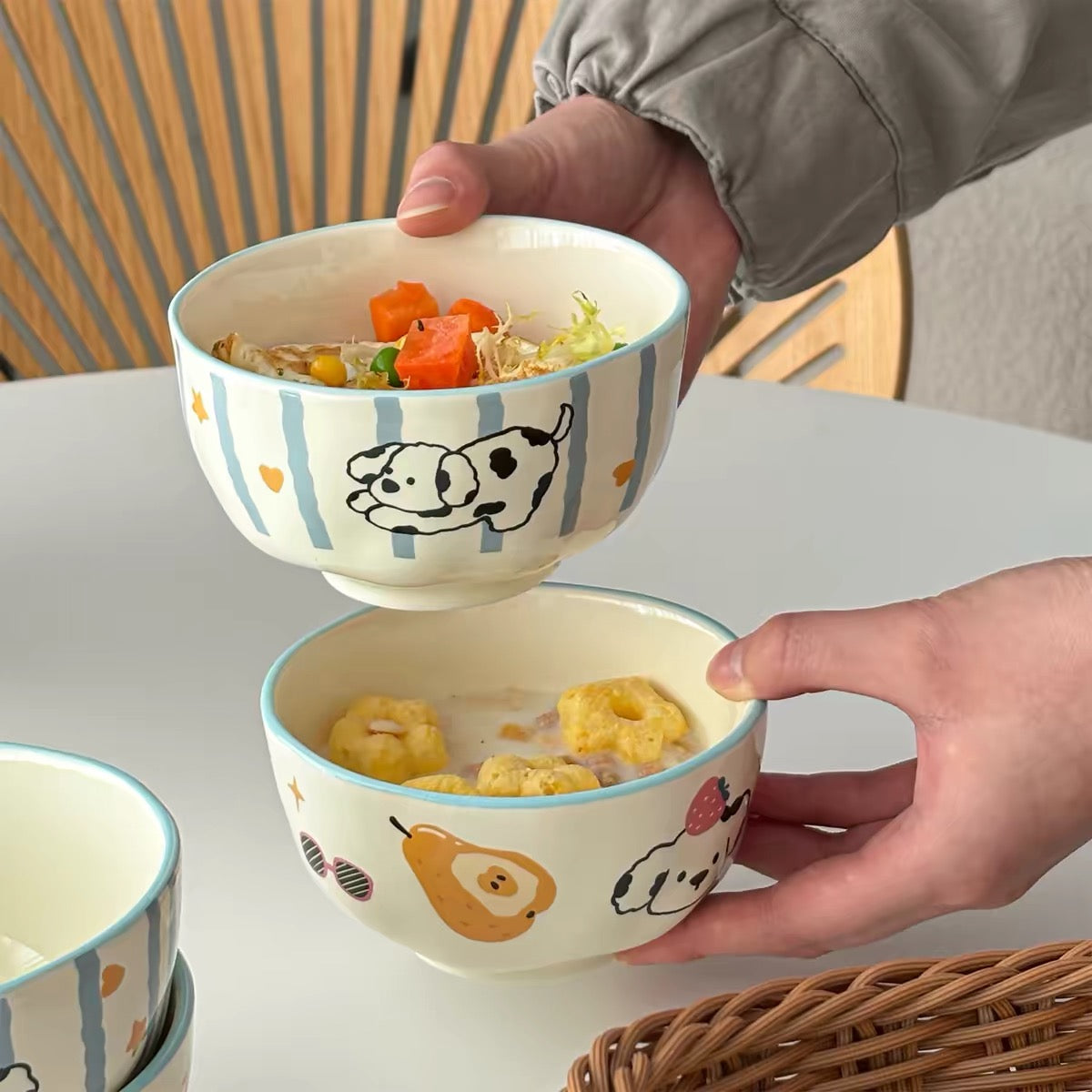 Cute Dalmatian 5-Piece Ceramic Dinnerware Set
