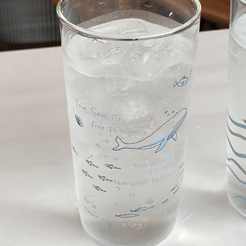 Blue Ocean Whale Glass Cup
