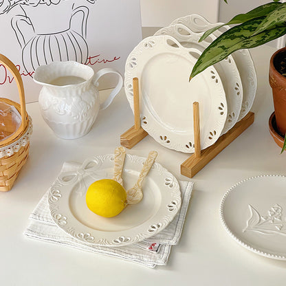 Bowknot Embossed Ceramic Plate