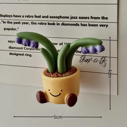 Cute Smiley Flower Pot Fridge Magnet