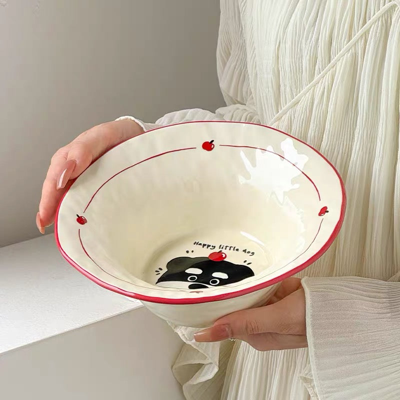 Cute Schnauzer Ceramic Large Bowl