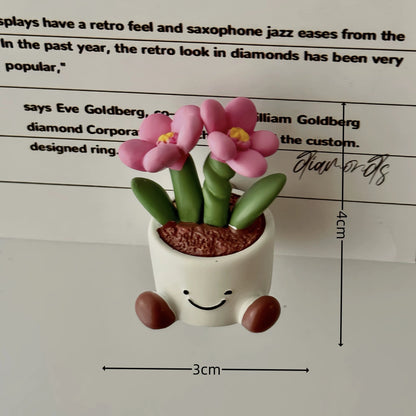 Cute Smiley Flower Pot Fridge Magnet
