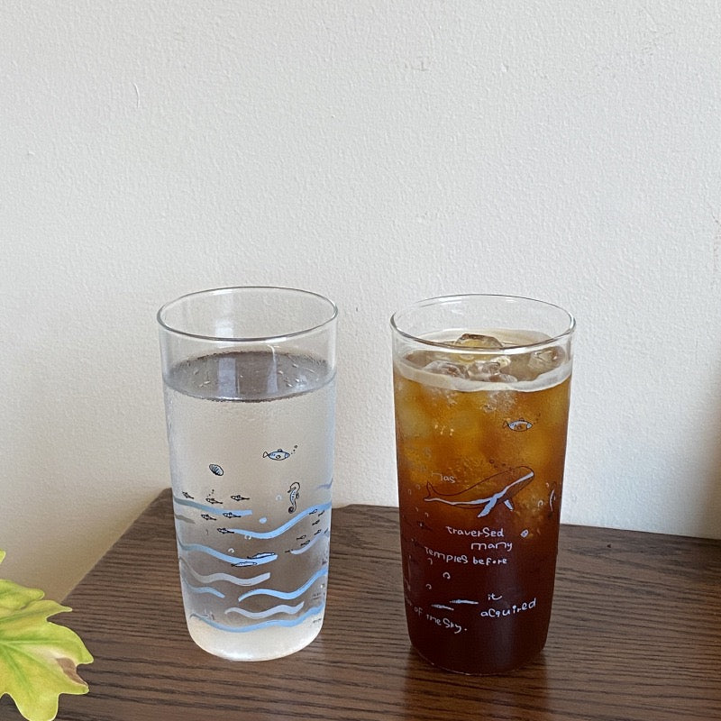 Blue Ocean Whale Glass Cup