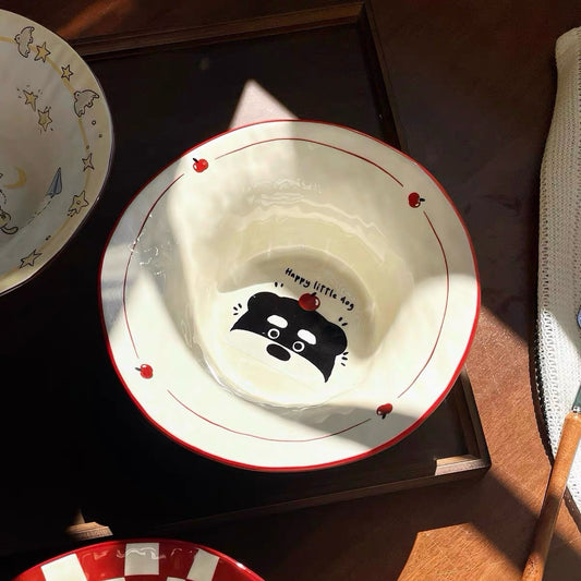 Cute Schnauzer Ceramic Large Bowl