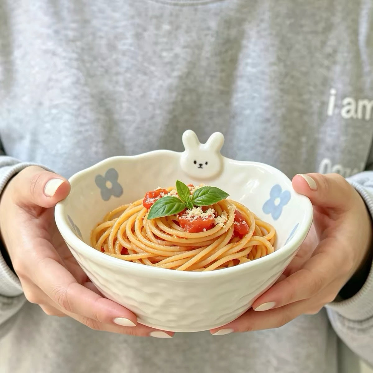 Cute Bunny Embossed Ceramic Bowl