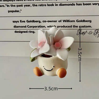 Cute Smiley Flower Pot Fridge Magnet