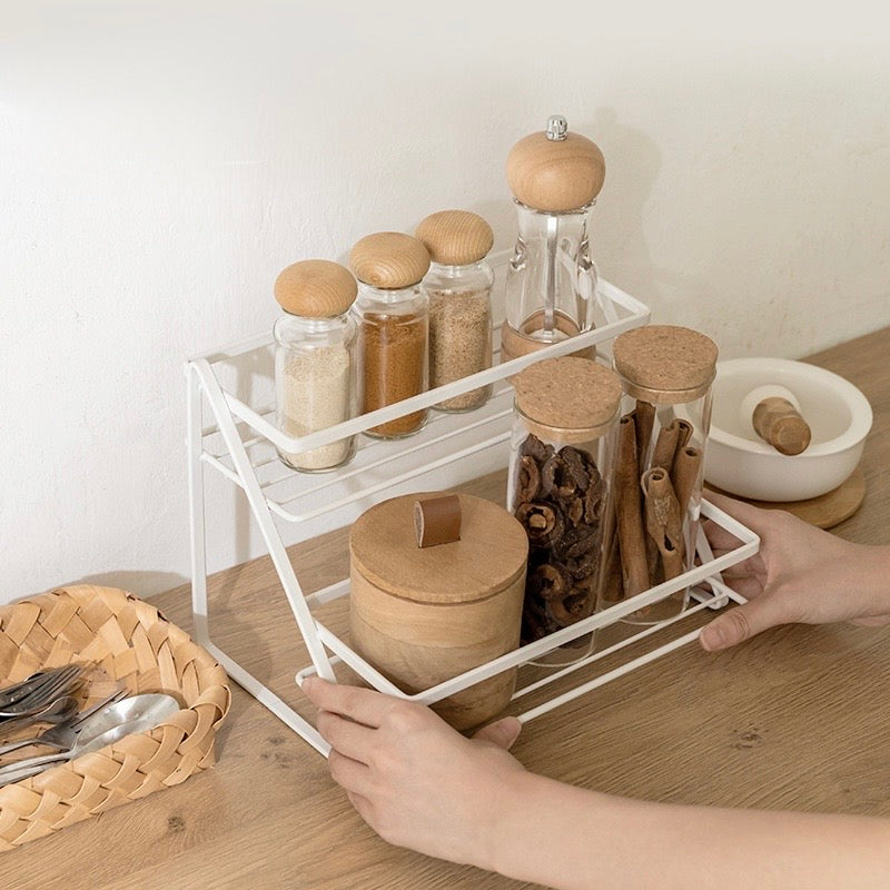 Two-Tier Iron Spice Rack — Kitchen & Bathroom Storage