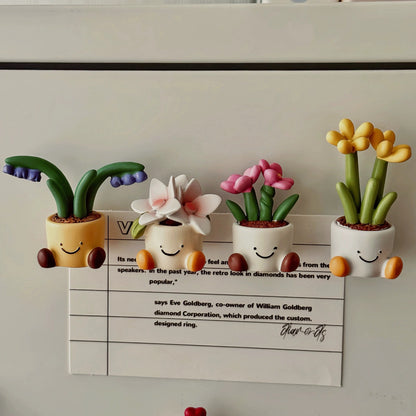 Cute Smiley Flower Pot Fridge Magnet