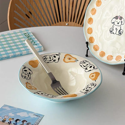 Cute Dalmatian 5-Piece Ceramic Dinnerware Set