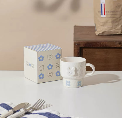 Cute Bunny Embossed Ceramic Mug