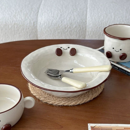 Smiley Bean Ceramic Deep Plate