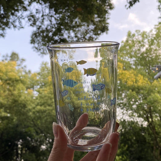 Japanese Retro Colorful Fish Glass Cup