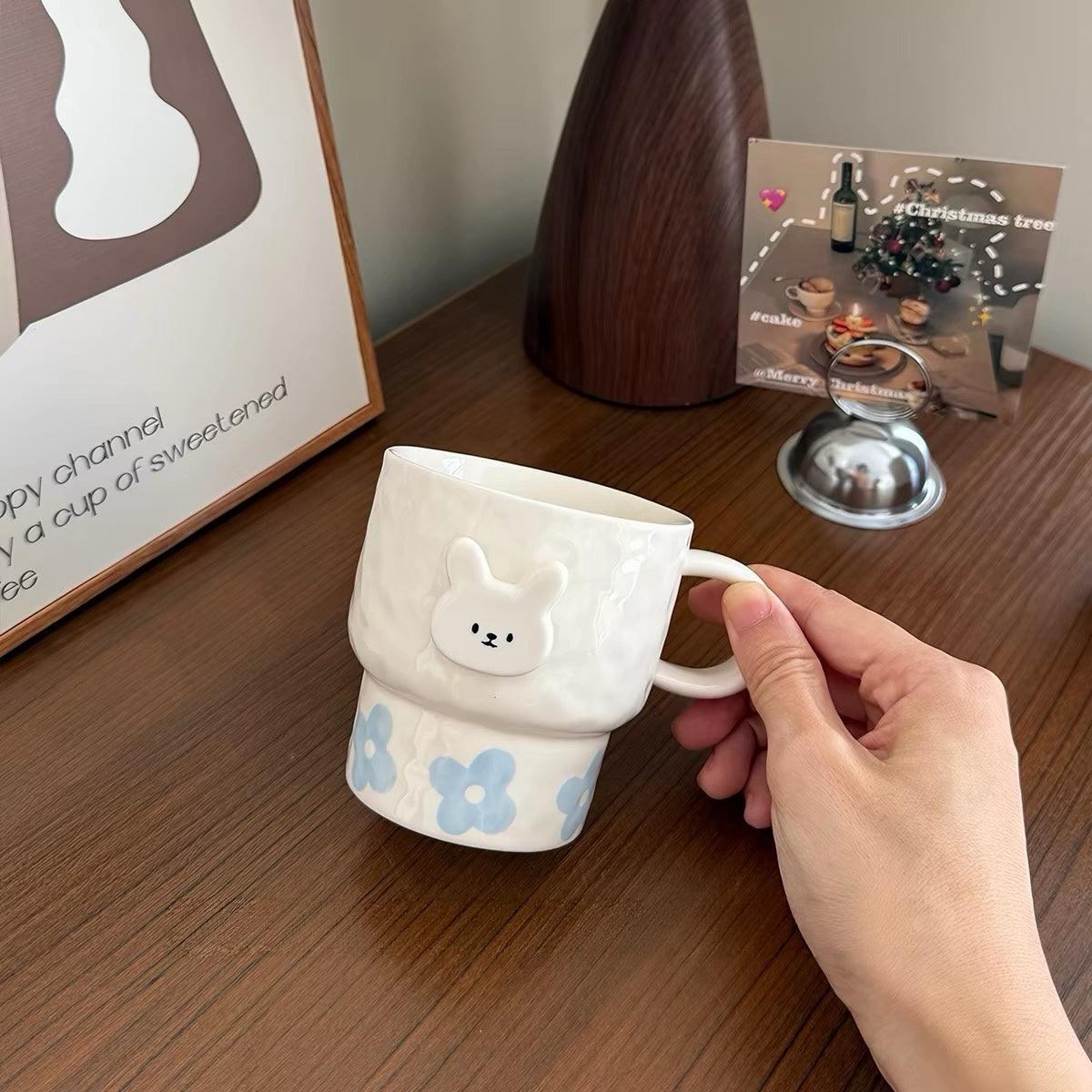 Cute Bunny Embossed Ceramic Mug