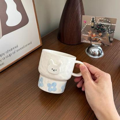 Cute Bunny Embossed Ceramic Mug