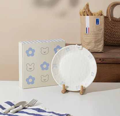 Cute Bear Embossed Ceramic Plate