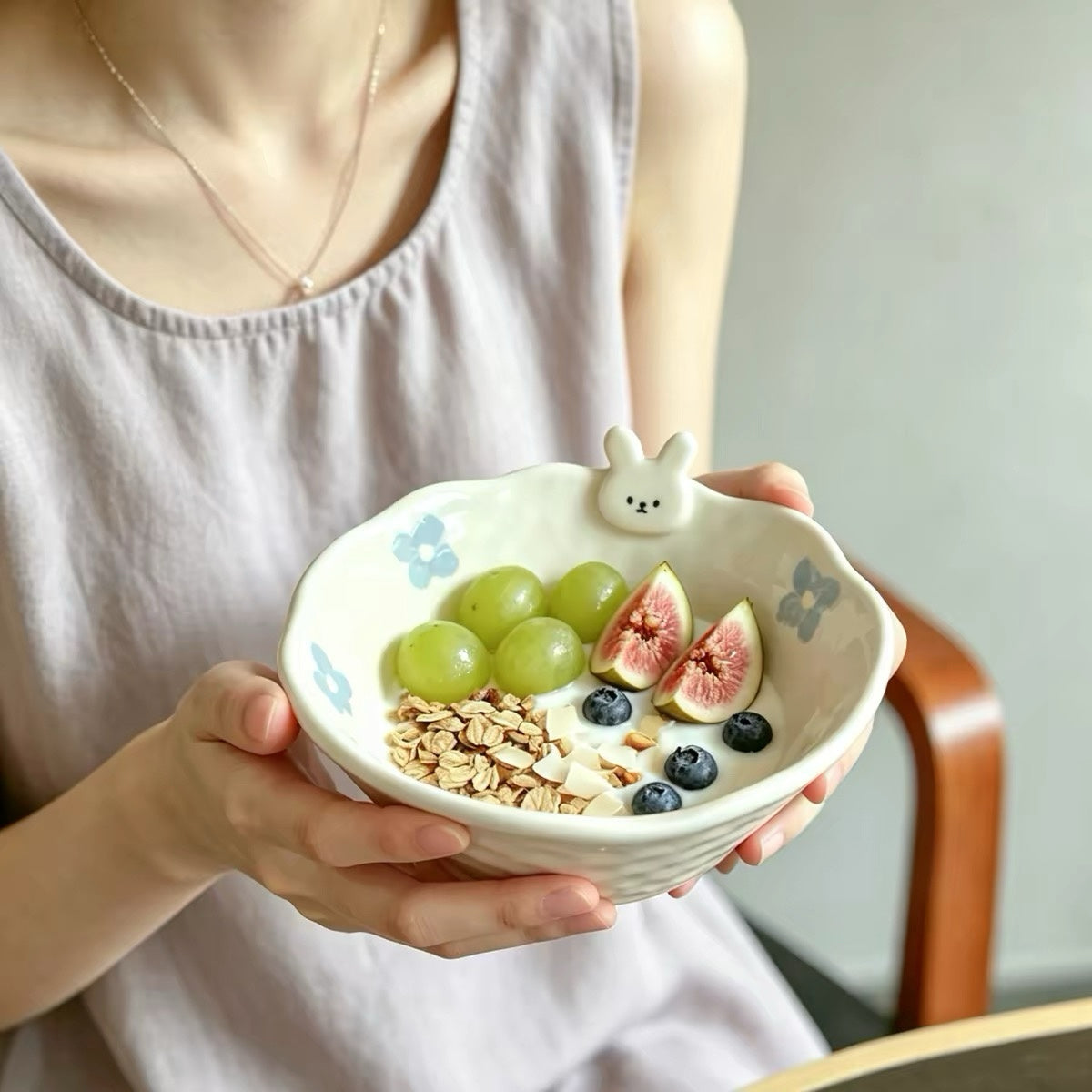Cute Bunny Embossed Ceramic Bowl