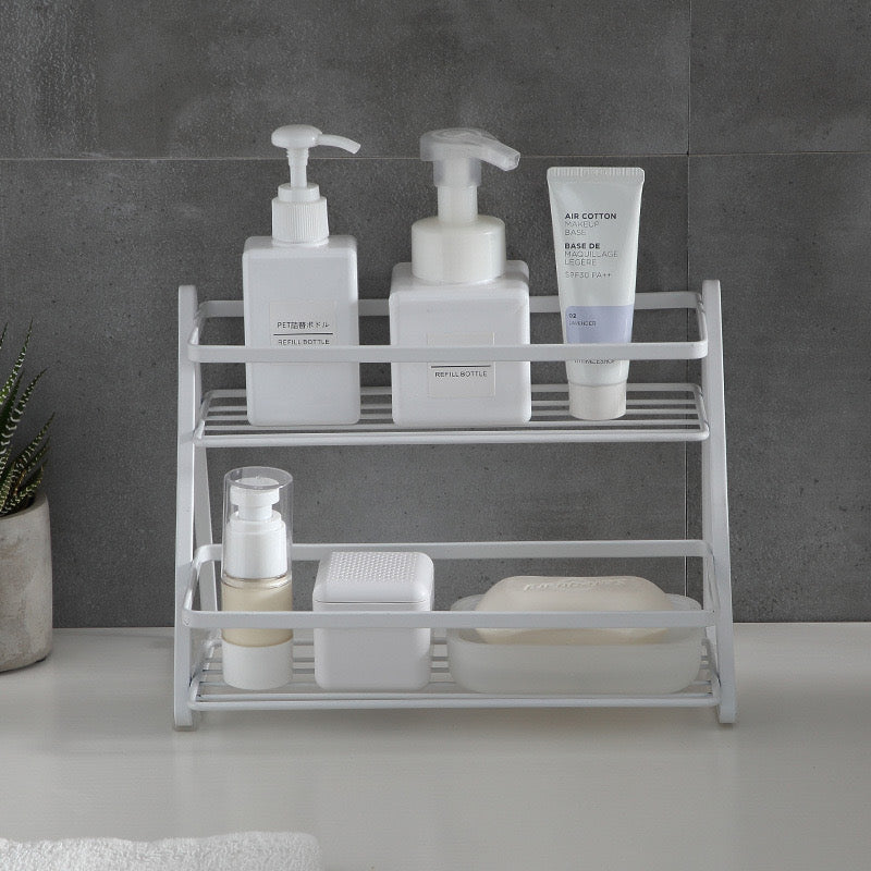 Two-Tier Iron Spice Rack — Kitchen & Bathroom Storage