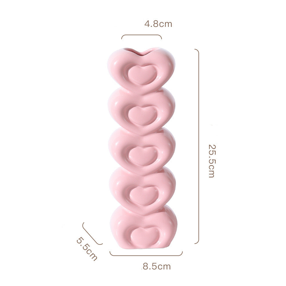 Pink Heart-Shaped Creative Ceramic Vase