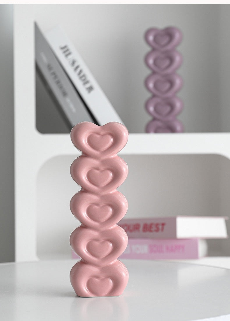 Pink Heart-Shaped Creative Ceramic Vase