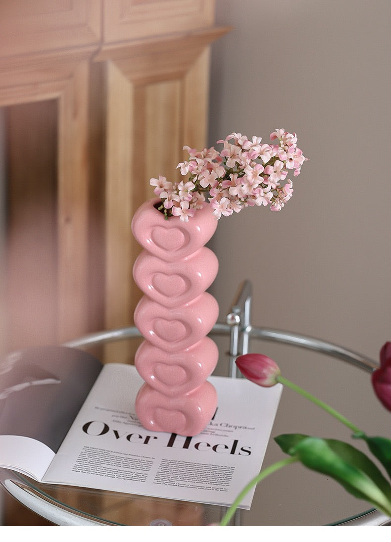 Pink Heart-Shaped Creative Ceramic Vase