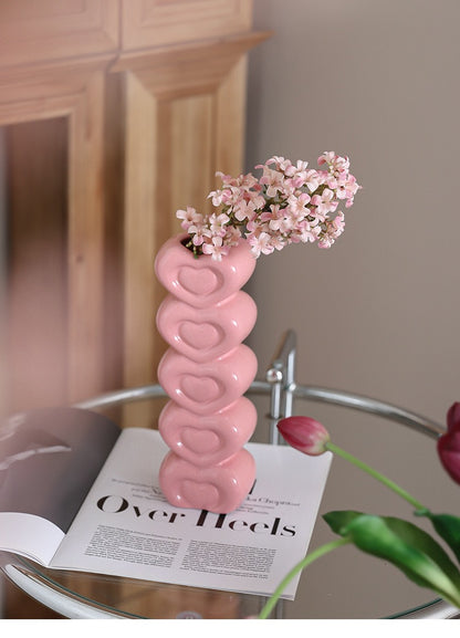 Pink Heart-Shaped Creative Ceramic Vase