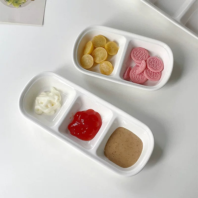 Ceramic Snack & Sauce Divider Dish
