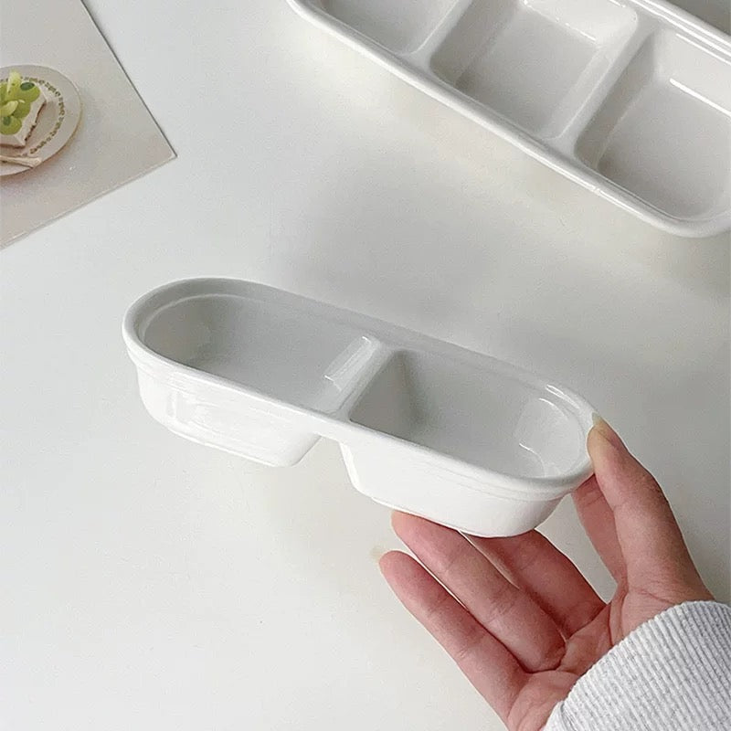 Ceramic Snack & Sauce Divider Dish