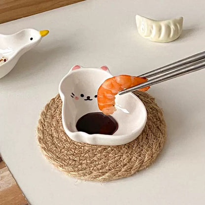 Cute Shaped Embossed Ceramic Sauce Dish
