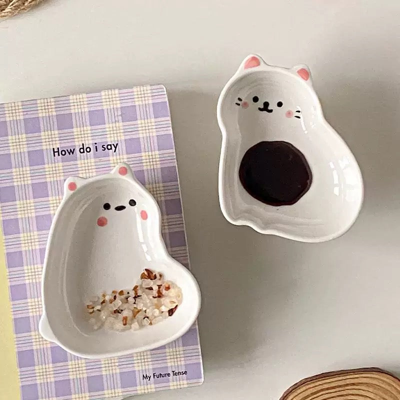 Cute Shaped Embossed Ceramic Sauce Dish