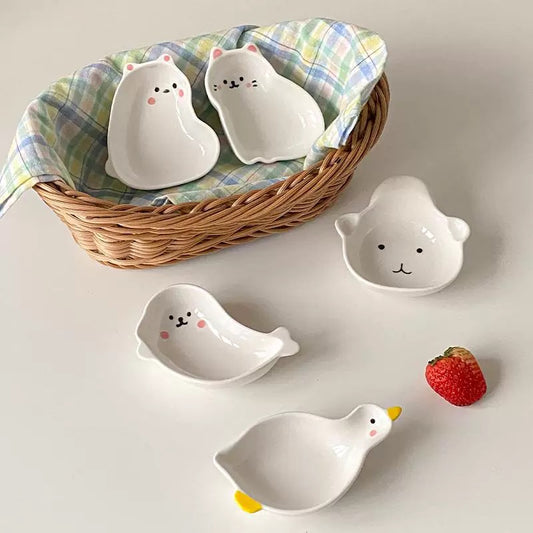 Cute Shaped Embossed Ceramic Sauce Dish