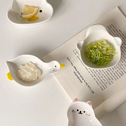 Cute Shaped Embossed Ceramic Sauce Dish