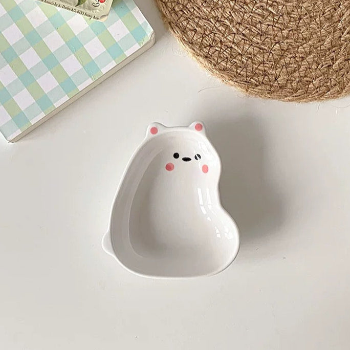 Cute Shaped Embossed Ceramic Sauce Dish