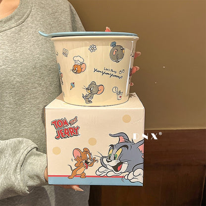Tom and Jerry Ceramic Instant Noodle Bowl with Lid
