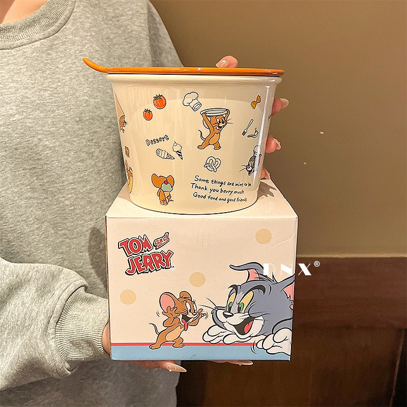 Tom and Jerry Ceramic Instant Noodle Bowl with Lid