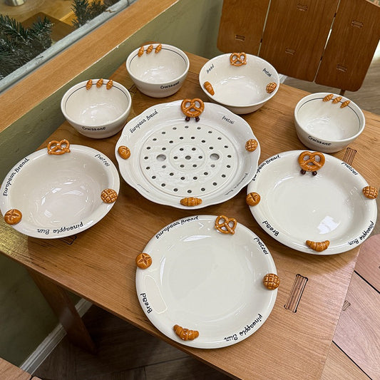 Croissant-Themed Ceramic Plate Series