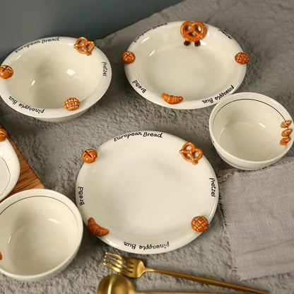 Croissant-Themed Ceramic Plate Series