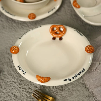 Croissant-Themed Ceramic Plate Series