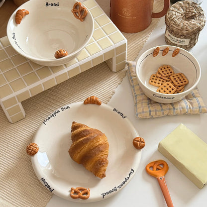 Croissant-Themed Ceramic Plate Series