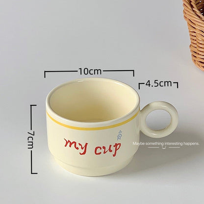 Cream-Colored Cat Doodle Ceramic Series