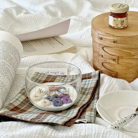 Nordic-Style Yogurt Glass Bowl with Blue Lettering