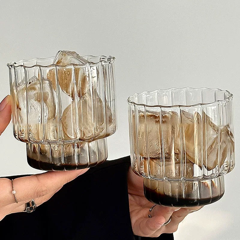 Retro Ribbed Heat-Resistant Glass Cup