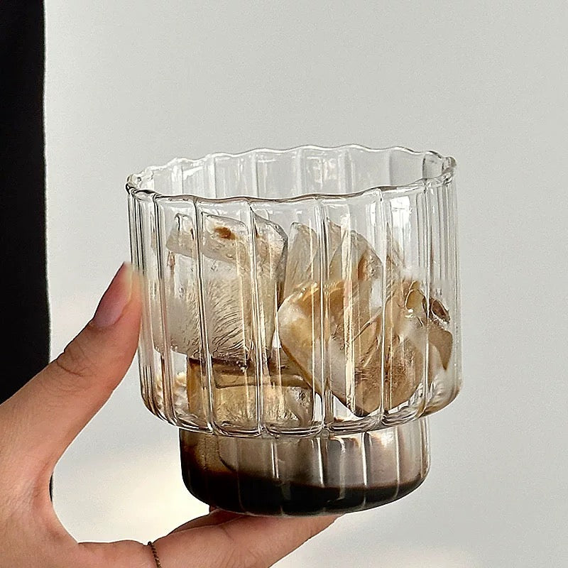 Retro Ribbed Heat-Resistant Glass Cup