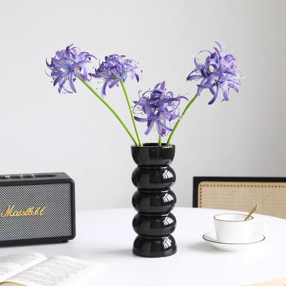 Black Vintage Bamboo Knot Glass Vase